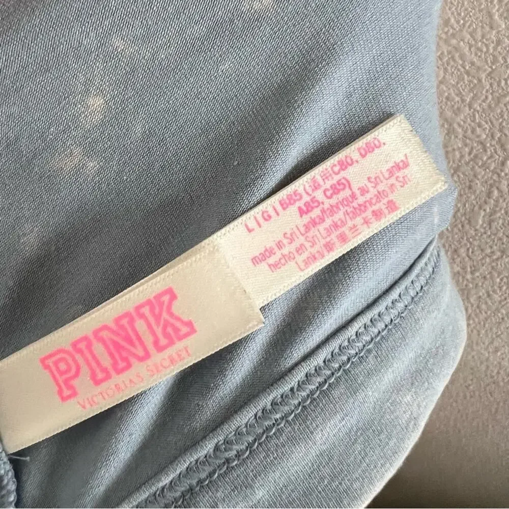 Victoria's Secret PINK Blue Acid Wash Soft Pull On Bralette Lounge Casual Large